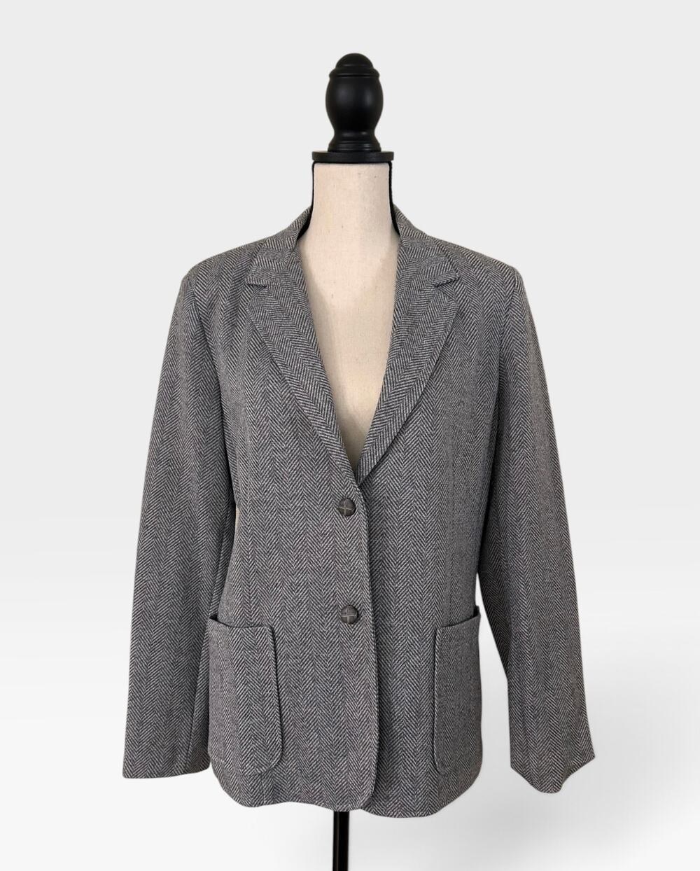 Vintage 1980s Cape Cod Match Mates Women’s Herringbone Blazer, Size 16